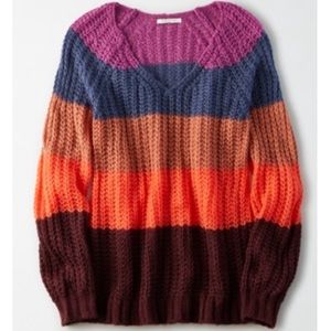 American Eagle Striped Oversized Sweater